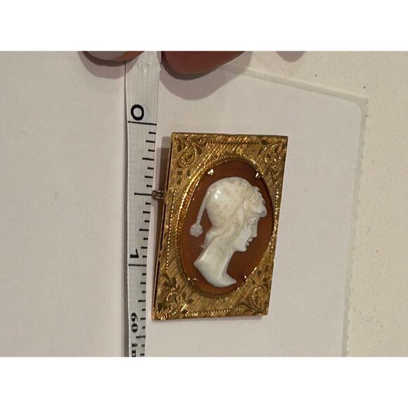 Antique Estate Victorian 18k Italian 750 Gold Hand Carved Shell Cameo Brooch - Picture 9 of 9